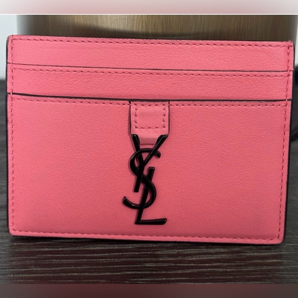 Saint Laurent Fuchsia Card Holder with Black Logo - Picture 2 of 16